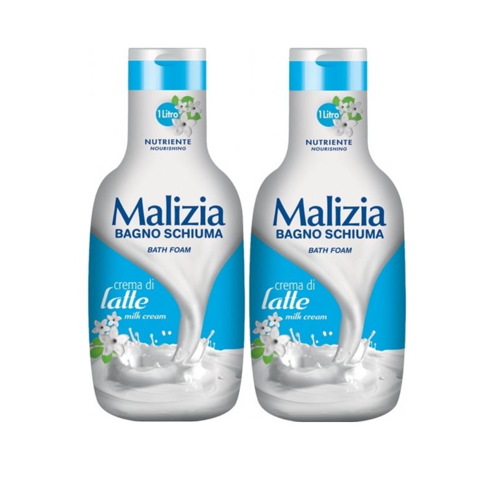 2 db Malizia Crema di Latte fürdőhab készlet, 1000 ml