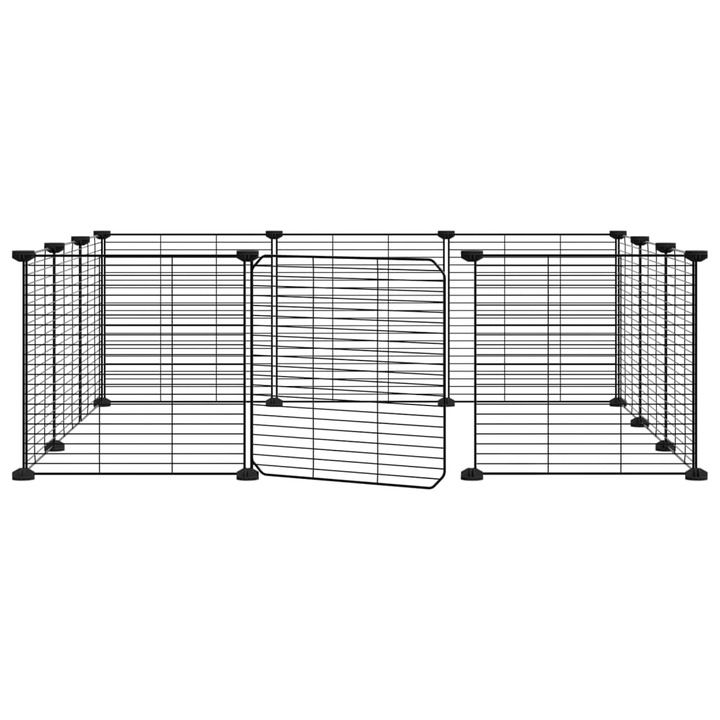 Cusca animale de companie cu usa vidaXL, otel, 3.14 kg, 12 panouri, negru, 35x35 cm