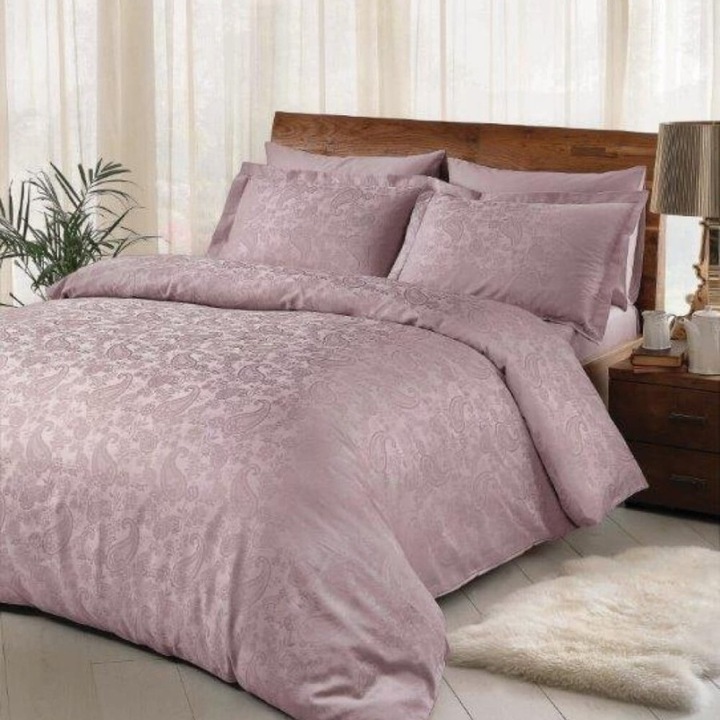 Lenjerie pat satin de lux, 240x260 cm, 6 piese, TAC, Jakar Brinley Lila