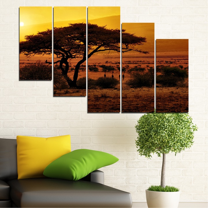Картини пана Vivid Home от 5 части, Залез, Канава, 160x100 см, 7-ма Форма №0036