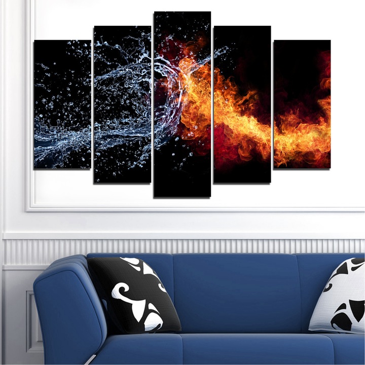 Декоративни панели Vivid Home от 5 части, Абстракция, PVC, 110x65 см, Стандартна форма №0063