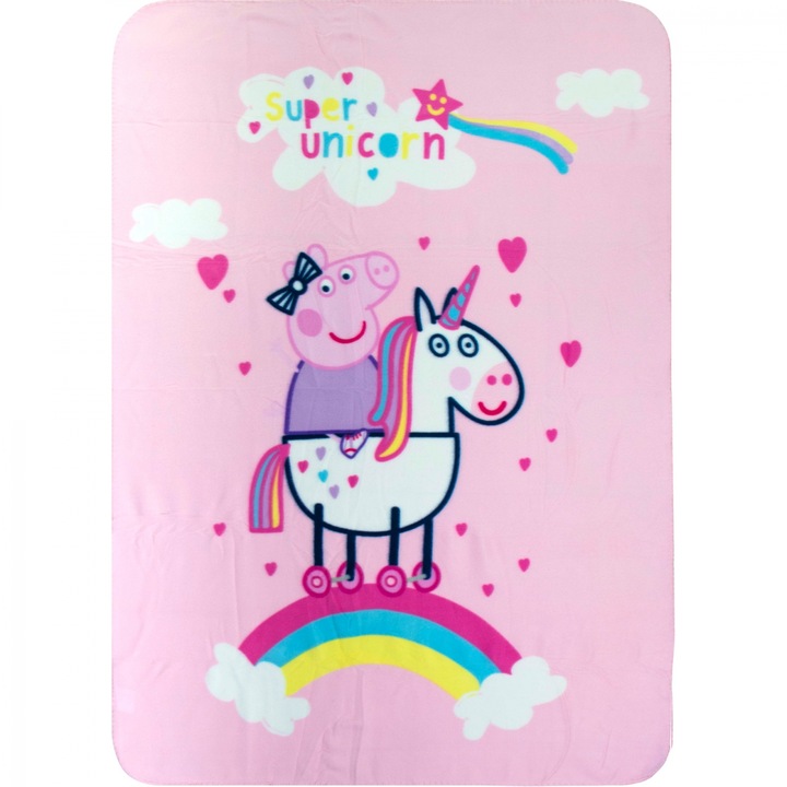 Поларено одеяло Peppa Pig Unicorn 100x140 cm Розово 100 x 140