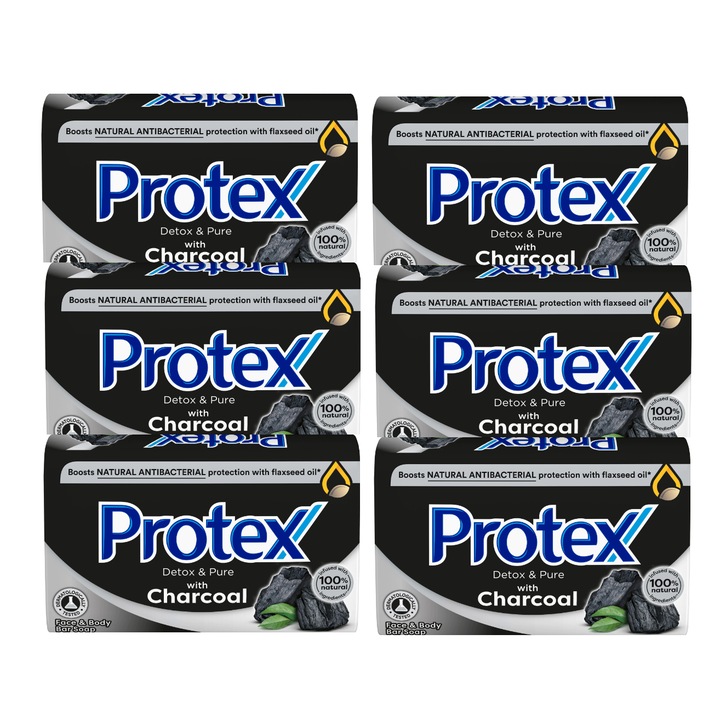 Protex Detox&Pure Charcoal твърд сапун, 6x90 гр
