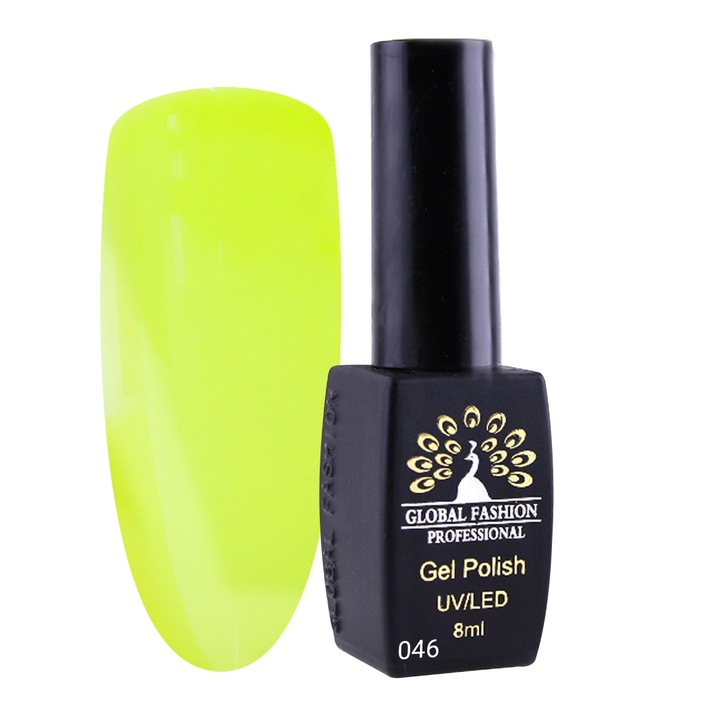 Oja semipermanenta, Global Fashion, London, 8 ml, Galben neon 46