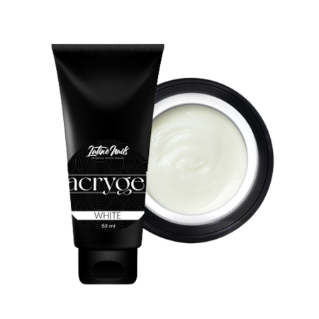 Gel de unghii tub Acrygel White, Latino Nails, pentru babayboomer, manichiura slim, constructie sau intretinere, alb, 50 ml