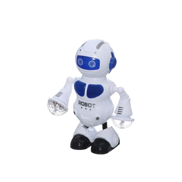 Robot de jucarie cu lumini led care danseaza si canta, 24 cm