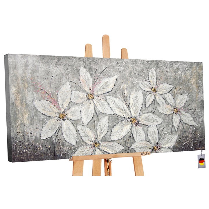 Tablou pictat manual Flori "Fantezie cu flori" 200x100cm