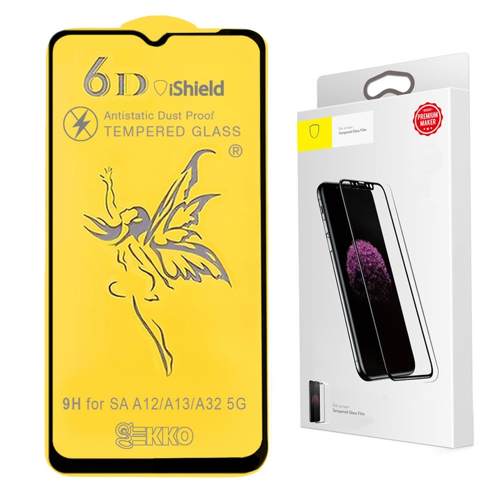 Folie pentru Samsung Galaxy A04s, protectie ecran, Tempered Glass, Full Cover, cu contur negru 6D, Fairy, Transparenta