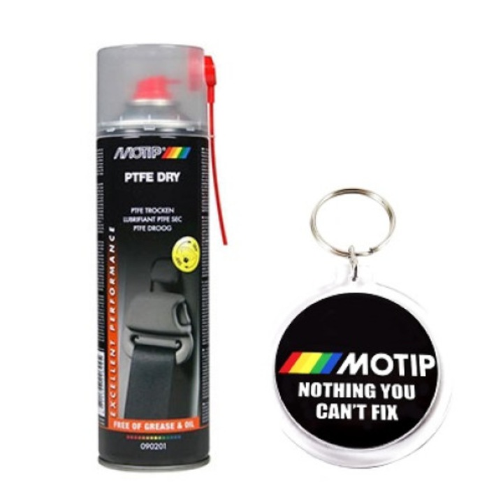 Set Spray Lubrifiant Uscat Pe Baza De Ptfe 500 Ml cu Breloc Motip