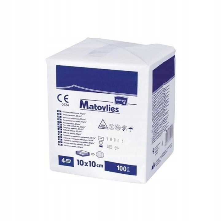 Компрес от нетъкан текстил, 10х10 см, Matoviles Matopat, 100 бр.