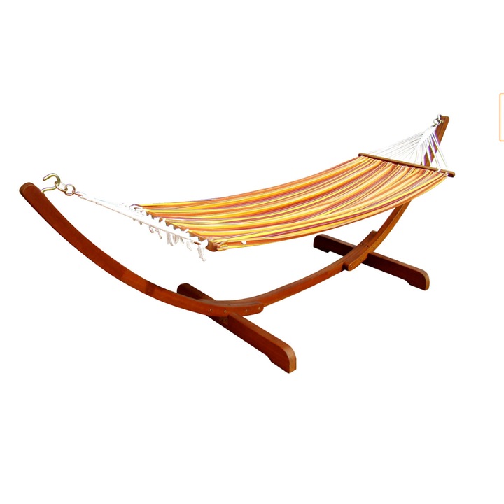 Hamac cu bare din lemn, suport din lemn, HHO569, 320 x 98.5 x 100 cm