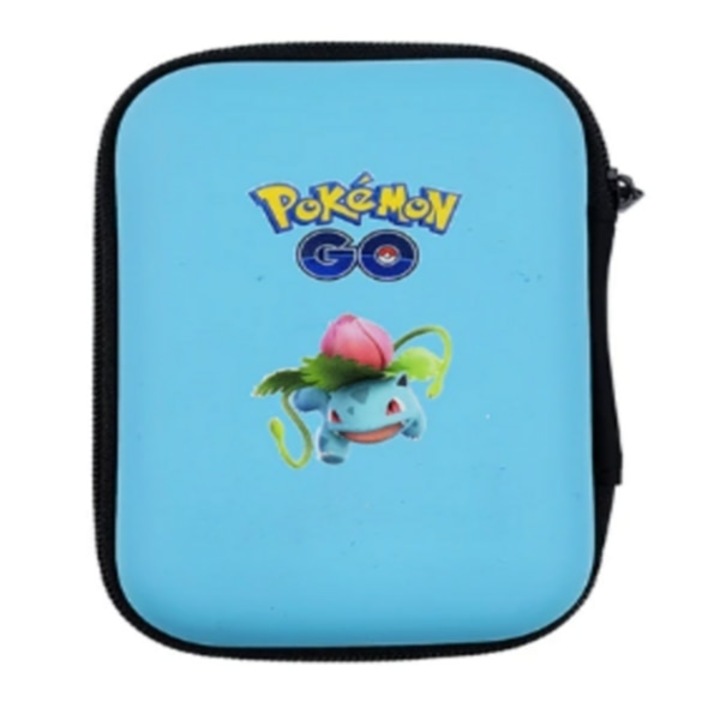 Portofel Pokemon Ivysaur bleu, pentru 50 cartonase, 10.5 x 16 cm