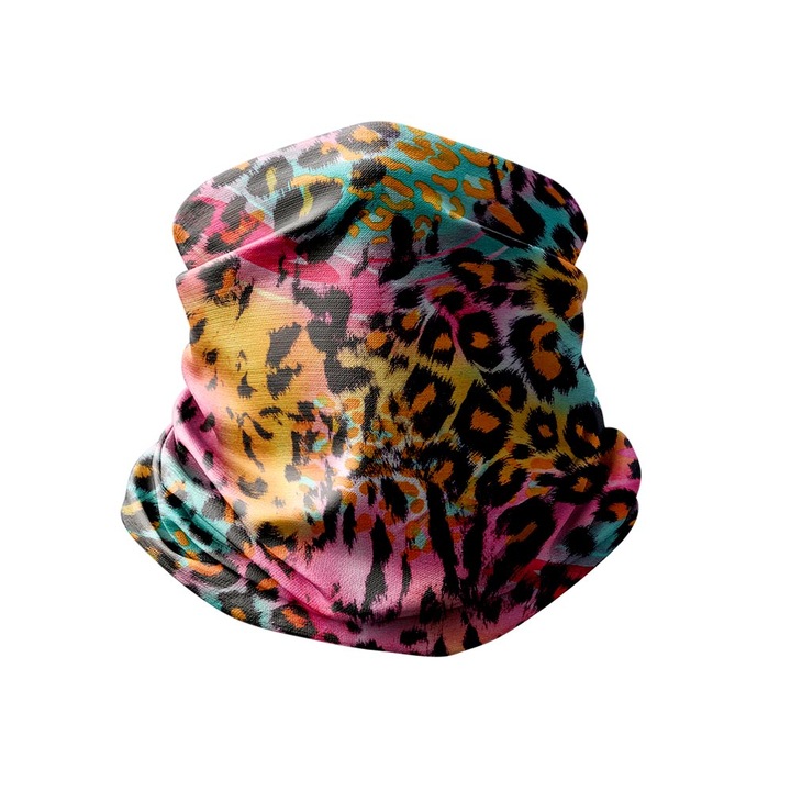 Esarfa Circulara tip Guler Handmade pentru Toate Sezoanele, Animal Print Leopard Multicolor, Multicolor, 40x25 cm