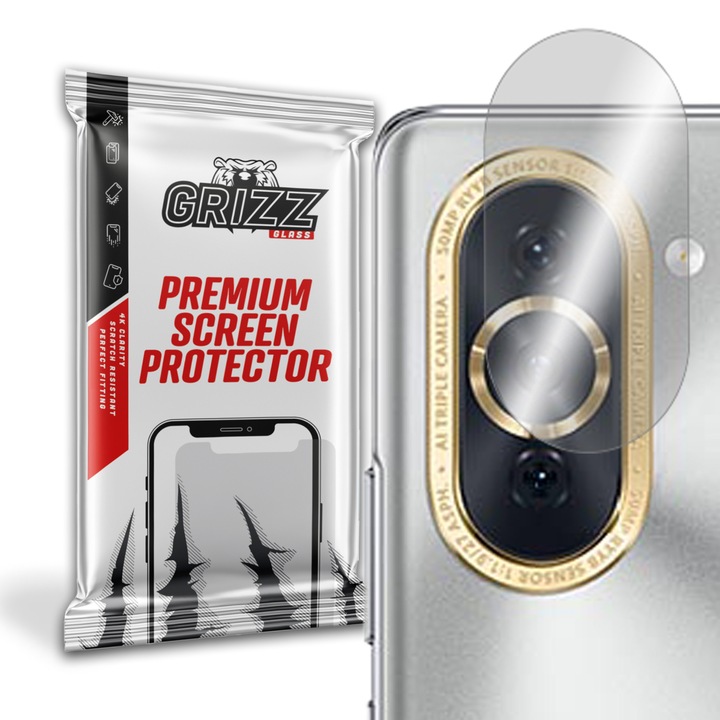 Folie de sticla pentru camera foto HybridGlass, Grizz Glass, Compatibila cu Huawei Nova 10, Transparent