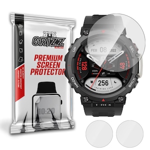 Folie protectie smartwatch HybridGlass, Grizz Glass, Compatibila cu Amazfit T-Rex 2, Transparent