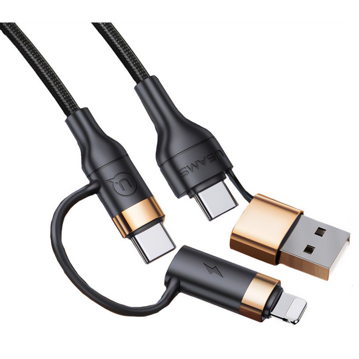 Cablu de date, Usams, USB-C/Lightning, 3 A, 60 W, 1.2m, Negru