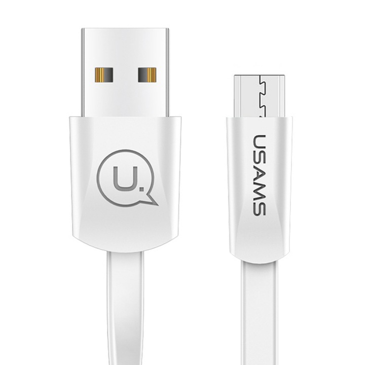 USAMS U2 lapos kábel microUSB 1.2m SJ201MIC02 (US-SJ201) fehér