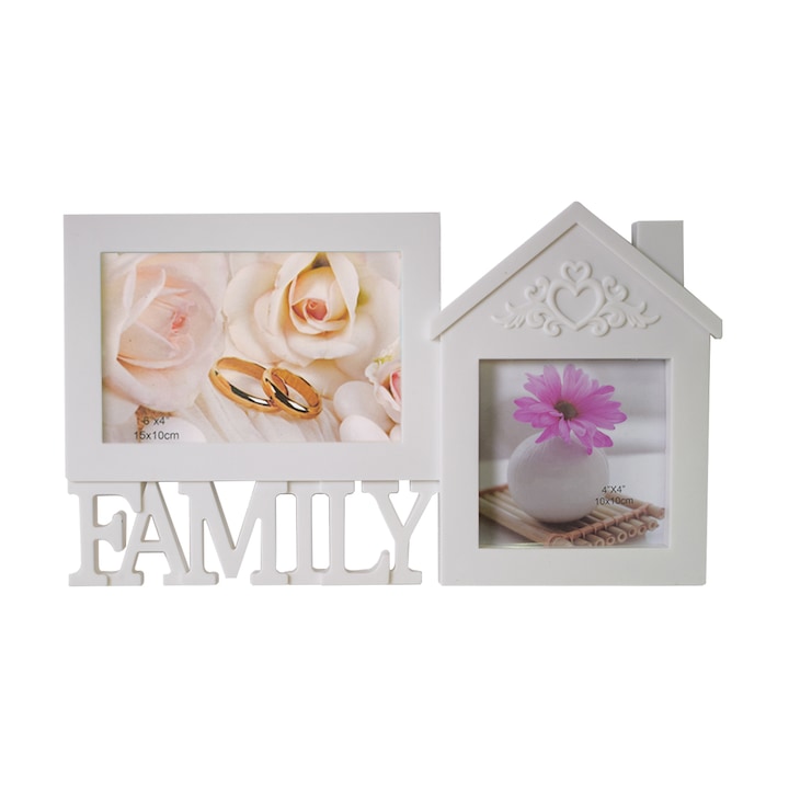 Рамка за снимки, 2 снимки, Naimeed D4577W, Бяла, 31x18 см