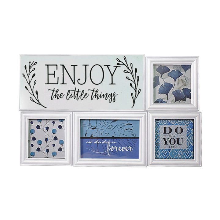 Set rame foto, 4 poze, Naimeed D4567W, Alb, 46x28 cm