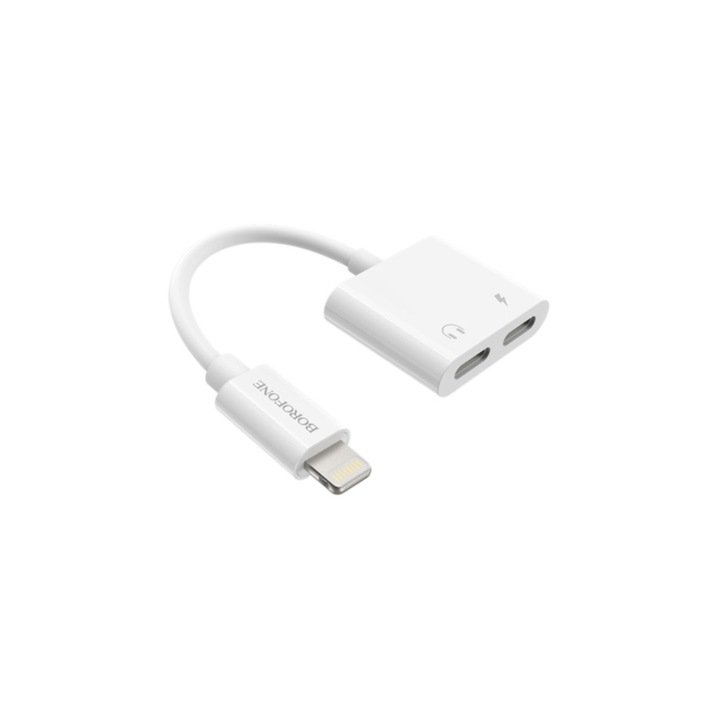 Borofone Lightning audio konverter 124 cm fehér színben