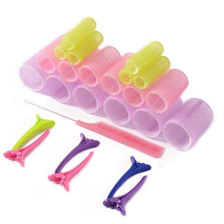 Set 18 Bigudiuri Rapide Multicolore, Darklove, Include 6 cleme de fixare de tip duckbill, Ideale pentru Bucle, Multicolore