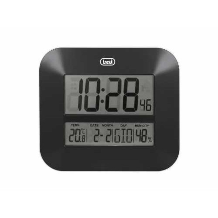 Digitális falióra OM 3520 D, 27cm, hőmérséklet, naptár, fekete, Trevi