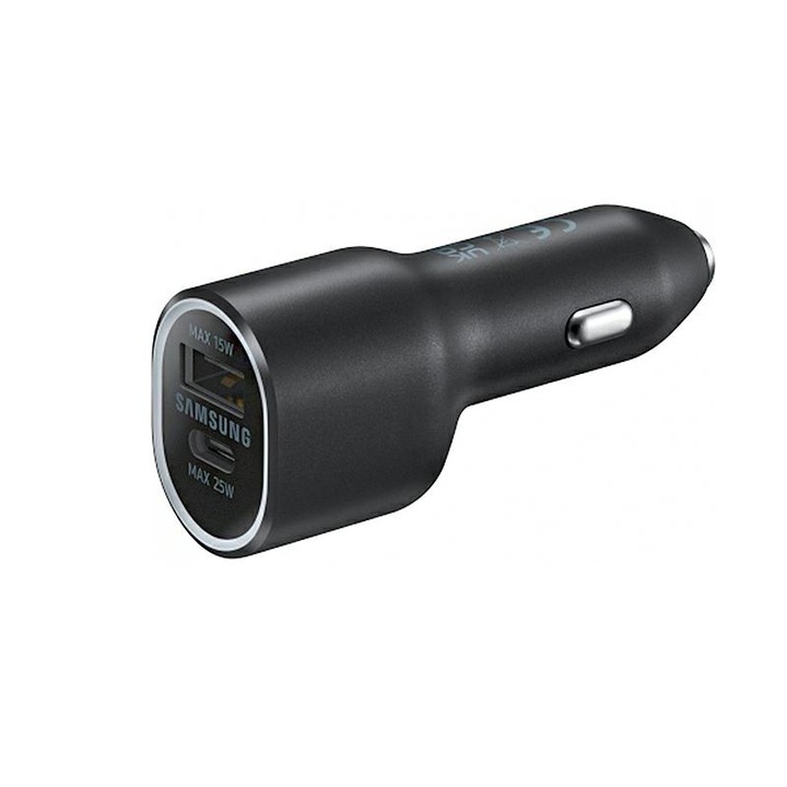 Autós töltő Samsung Fast Charge, 25W, Dual Port, Fekete, ATX-BBL7122