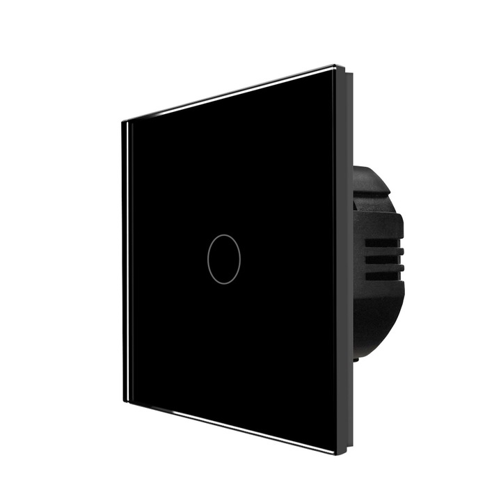 Intrerupator Simplu Wi-Fi + RF433 cu Touch din Sticla LUXION, Negru, LX-WT2-RA101G-B