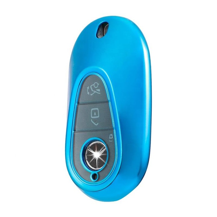 Husa Cheie Smartkey Mercedes Benz, S Class W223, Tpu, Albastra