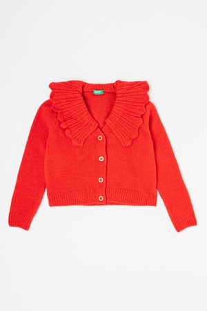 United Colors of Benetton, Къса жилетка с широки ревери, Червен, 160 CM ...