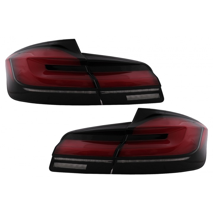 Stopuri LED compatibil cu BMW Seria 5 F10 2011-2017 Rosu Negru cu Semnal Dinamic LCI G30 Design