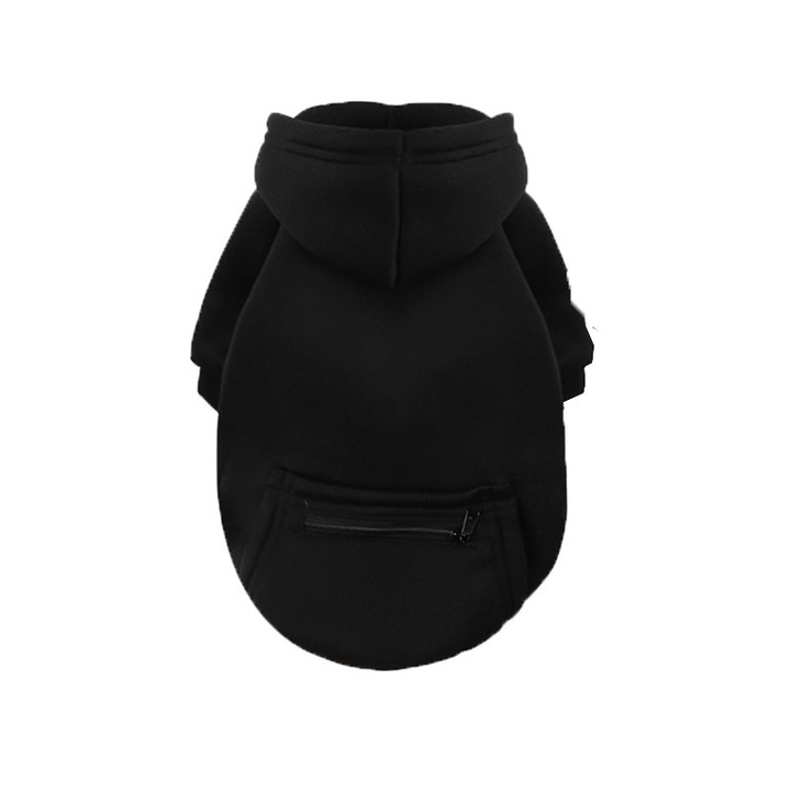 Hanorac calduros, PROpets, din bumbac cu buzunar pentru caini, pisici, negru, M