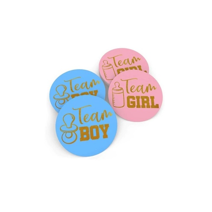 Комплект от 24 стикера Team Boy Blue/Team Girl Pink