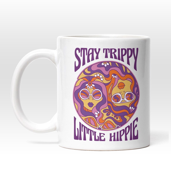 Cana Stay Trippy Little Hippie, Ceramica, 330 ml, Multicolora