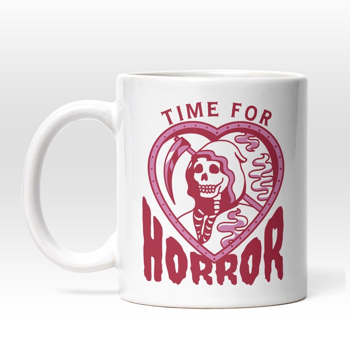 Cana Time for Horror, Ceramica, 330 ml, Rosu