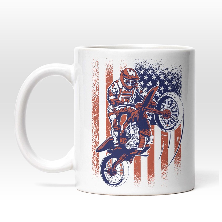 Cana Motocicleta KTM Steagul Americii, Ceramica, 330 ml, Multicolor