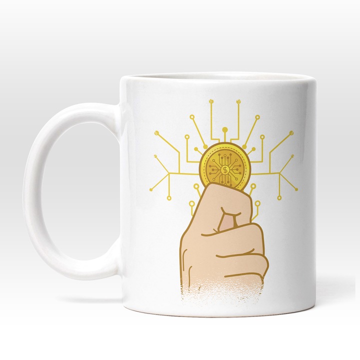 Cana Mana tinand Moneda Crypto Bitcoin, 330 ml, Galben