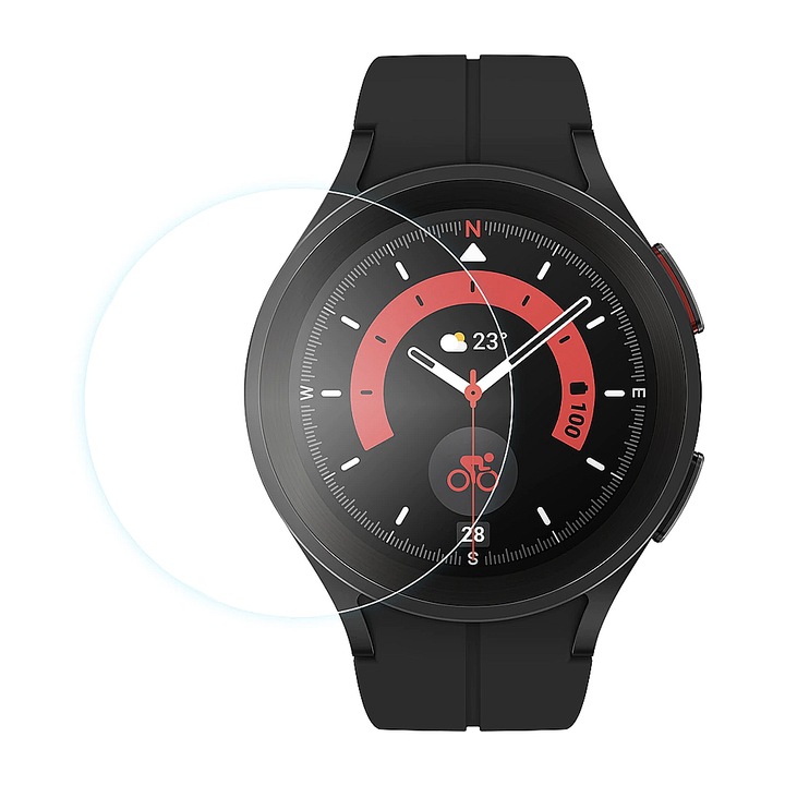 Защитно фолио за Samsung Galaxy Watch 5 Pro, 45 мм, Full HD Secure Glass, Лесен монтаж, Ultra Protection, Черни ръбове
