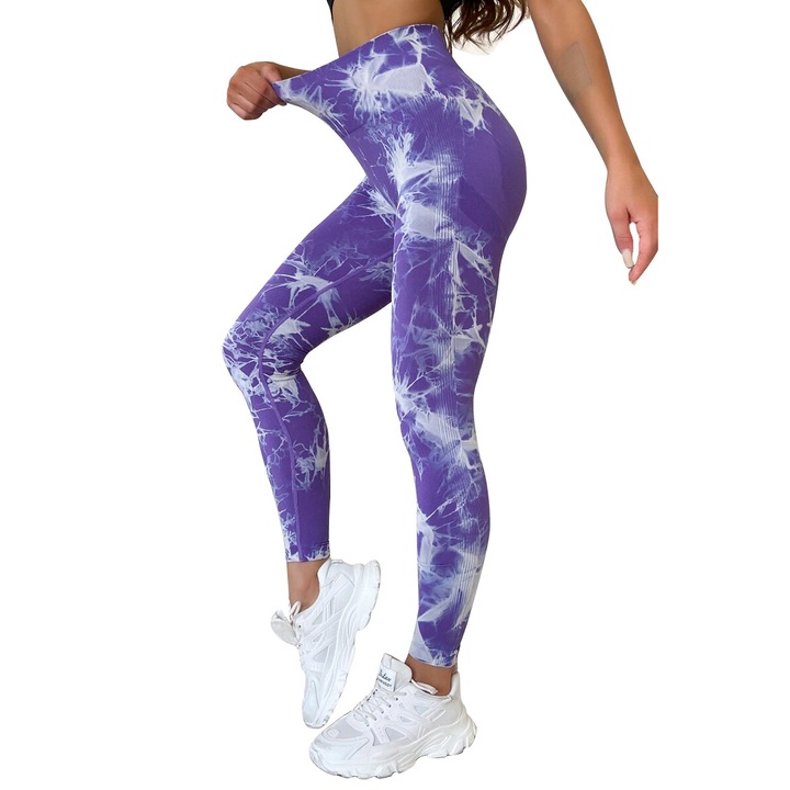 WNY Fitness PRO magas derekú formáló harisnyanadrág és Moda Tie Dye WCLNT8828-2, Fehér/Mályvaszín