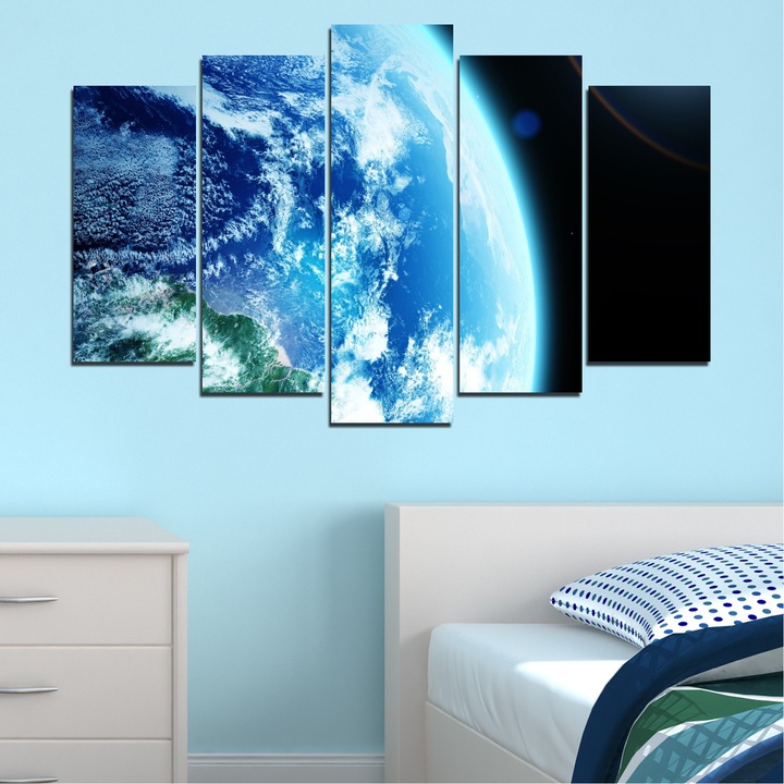 Декоративни панели Vivid Home от 5 части, Космос, PVC, 110x65 см, Стандартна форма №0107