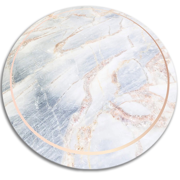 Vinyl szőnyeg, PVC, kerek, Aranyozott márvány, Kék, Ø 50 cm, 010260360840000019775