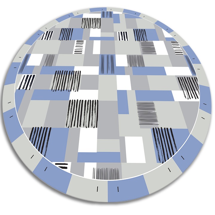 Vinyl szőnyeg, PVC, kerek, Geometrikus téglalapok, Kék, Ø 50 cm, 010260360840000019770