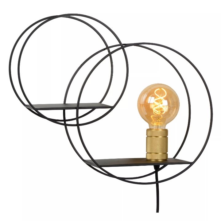 Kör fali lámpa, Lucide, fém, fekete/arany