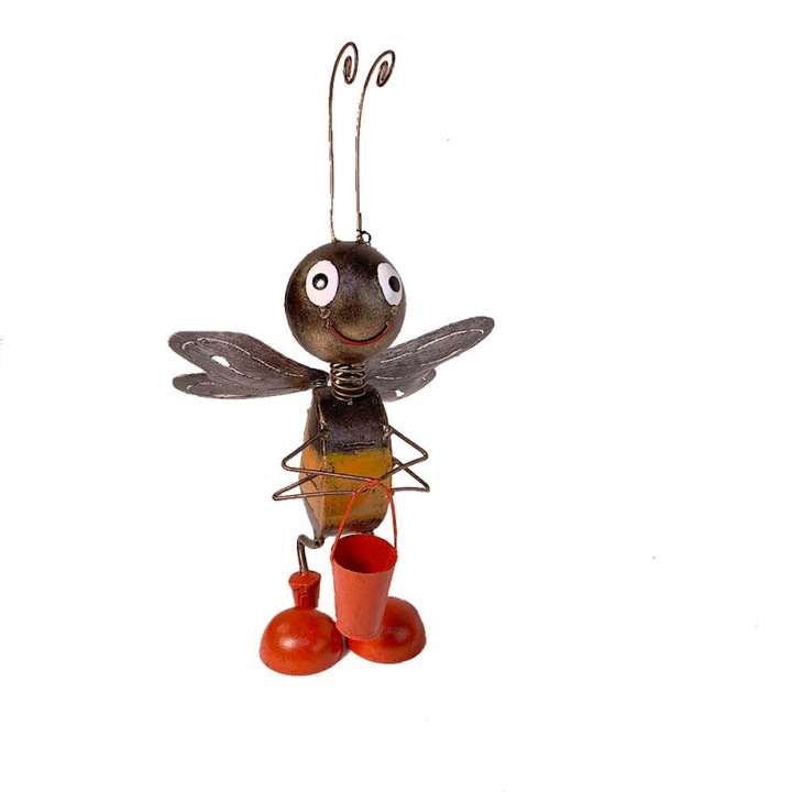 Decoratiune metalica pentru gradina Albina cu galeata