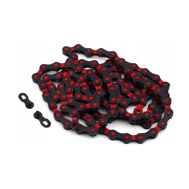 Верига DLC, KMC, 126 звена, 12 скорости, 5.2 mm, Черен/Червен