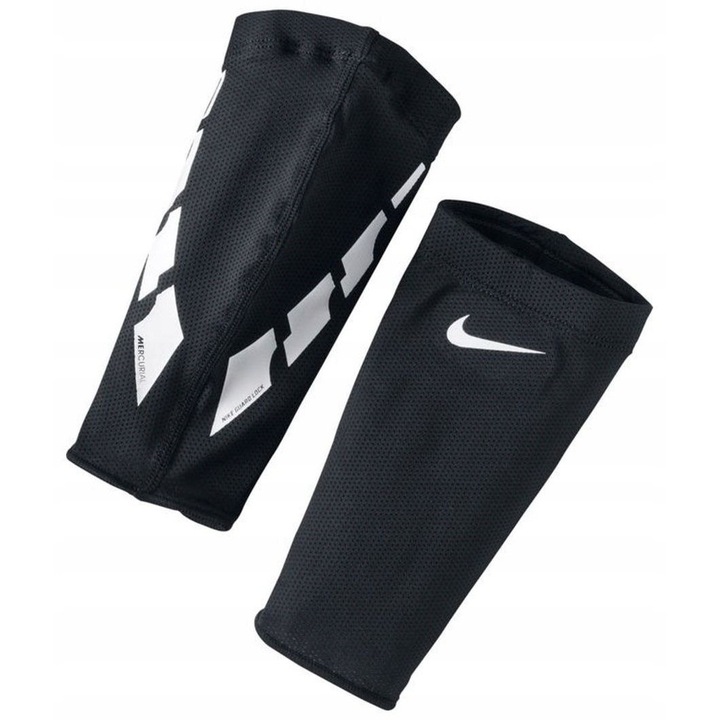 2 db futball sípcsontvédő készlet, Nike, Guard Lock Elite, poliészter/gumi, fekete, L