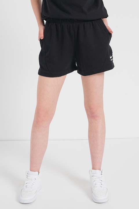 Nike, Къс панталон Air с висока талия и лого, Черен