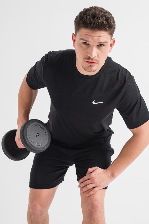 Nike, Tricou cu decolteu la baza gatului pentru fitness Hyverse, Negru/Alb