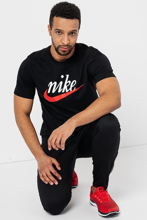 Nike, Tricou din bumbac cu imprimeu logo Futura 2, Negru