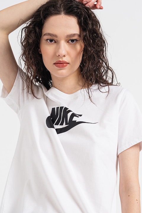 Nike, Tricou cu imprimeu logo Essentials, Alb